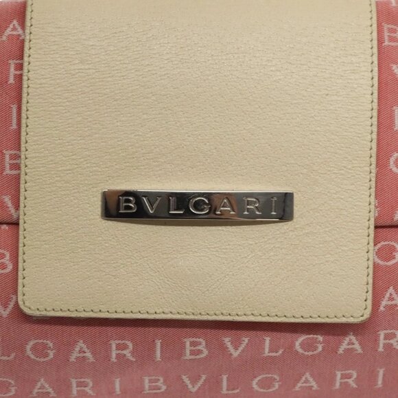 BVLGARI Logo Mania Shoulder Bag Canvas Pink Silver Auth BA3169 - Picture 10 of 16